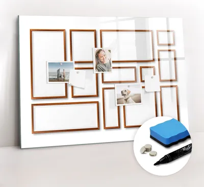 Produktbild von Magnetpinnwand Memoboard - Zubehörsatz - Schwarzer Marker + Schwamm + Magnete - 100 x 70 cm - Holzrahmen