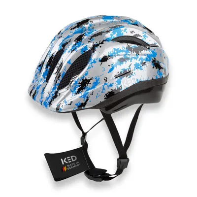 Produktbild von KED Meggy II K-Star Fahrrad Kinderhelm inkl. LED Licht, Belüftungssystem, Insektenschutz & Quicksafe Verstellsystem Farbe: Pixel Blue Größe: 52-58 (M)