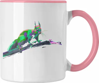 Produktbild von Trendation - Eichhörnchen Tasse Polygon Grafik Geschenk Grafiken (Rosa)