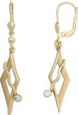 Produktbild von JOBO Boutons 375 Gold Gelbgold teilmattiert 2 Zirkonia Ohrringe Ohrhänger