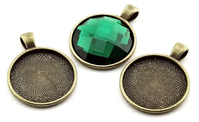 Produktbild von Vintageparts Fassung 25-mm-Cabochon Metalllegierung antik Bronze 36 x 28 mm, 4 Stück