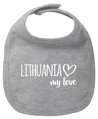 Produktbild von Huuraa Baby Lätzchen Lithuania my love Heather Grey Klettverschluss  Baumwolle Latz Geschenkidee