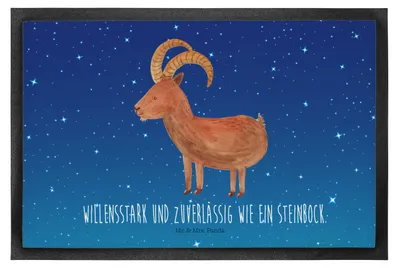 Produktbild von Mr. & Mrs. Panda Schmutzfangmatte Sternzeichen Steinbock 60 x 90 cm - Sternenhimmel Blau - Geschenk, Ziege, Fussmatte, Fußabtreter, Bock, Geburtstag Dezember, fußmatte