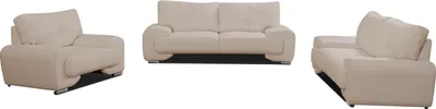 Produktbild von Polstermöbelset Florida 3-Sitzer und 2-Sitzer Sofas und 3-2-1 Sessel 3-Sitzer und 2-Sitzer Wohnzimmer mit einem Set Sesselmöbel - Florida Lux  (Cappuccino) Kunstleder