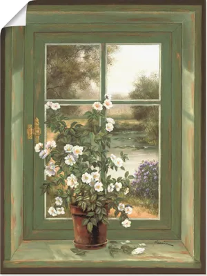 Produktbild von ARTland Poster Wildrosen am Fenster Größe: 30x40 cm