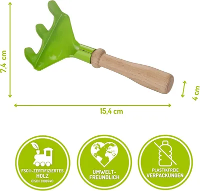 Produktbild von EverEarth Handrechen aus Holz – Kinder-Gartengerät für spielerische Gartenarbeit - EE33640