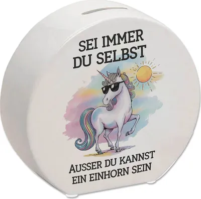 Produktbild von Einhorn mit Sonnenbrille Spardose Sei ein Einhorn