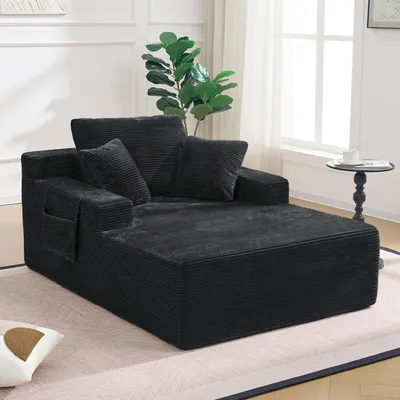 Produktbild von Cordstoff-Dreisitzer-Sofa, montagefrei, weiche Rückenkissen, 110 x 70 x 150 cm, Schwarz