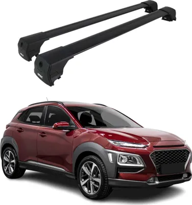 Image de Barres De Toit Transversales pour Hyundai Kona 2018-2023 Aluminium Noir ABE