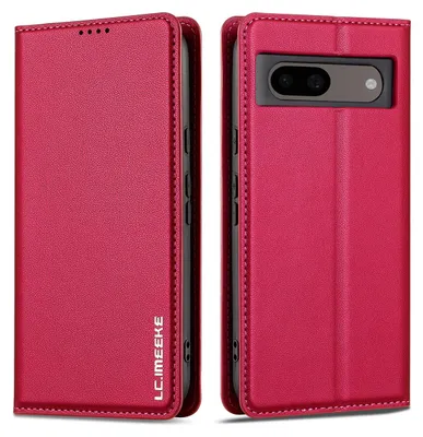 Produktbild von Handyhülle für Google Pixel 8, Magnetische Flip Leder Hülle mit Kartenfach und Standfunktion Rot