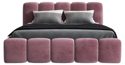 Produktbild von Polsterbett SON mit Bettkasten und Metallgestell 120 x 200 cm. Modernes Doppelbett mit Stauraum, mit Matratze. Farbe: Rosa