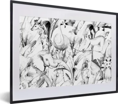Produktbild von MuchoWow® Gerahmtes Poster Aquarelle - Tiere - Pflanzen - Jungen - Mädchen - Kinder 40x30 cm - Poster mit Schwarzem Bilderrahmen Wandposter Rahmen Foto Bilder - Bilderrahmen - Poster im Rahmen