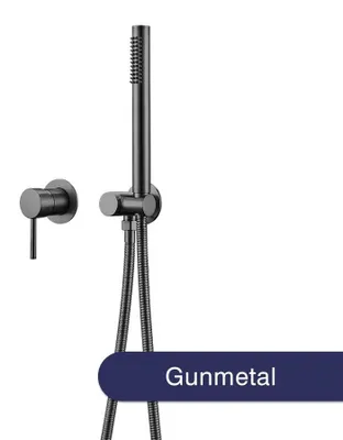 Produktbild von Handbrause Duschset Bad - Wannenarmatur mit Handbrause - Einhebelmischer Warm/Kalt - Messing - 1,5 m Brauseschlauch - Gunmetal