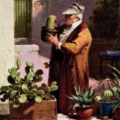 Produktbild von Carl Spitzweg Kunstdruck Bild - Der Kaktusfreund, 1857, Detail (70 x 70 cm)