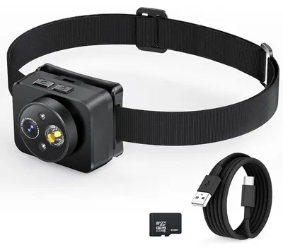 Produktbild von Stirnkamera LED 1080P 64GB – Wiederaufladbar, verstellbar | Für Elektriker, Fahrrad, Angeln