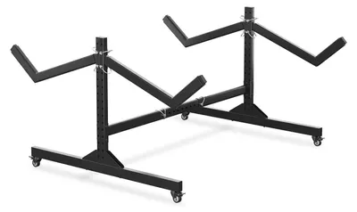 Produktbild von Kajak Aufbewahrungsständer - Freistehendes doppelseitiges Regal - Verstellbare Breite - Feststellrollen - Für 2 Kajaks/Kanus/SUP-Boards - Innen- und Außenbereich