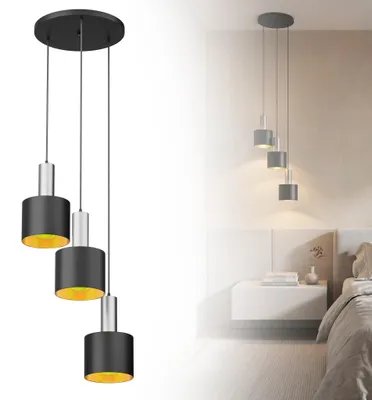 Produktbild von LZQ Pendelleuchte Esstisch 3-flammig Zylinder  Schwarz, 3 x 24W  Moderne Hängelampe E27 Industrial Retro inkl. Leuchtmittel für Esszimmer, Wohnzimmer, Büro & Hotel