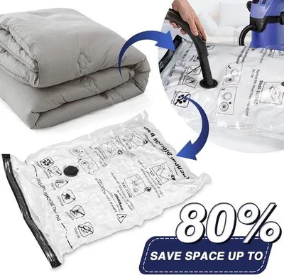 Produktbild von Famanu Vakuumbeutel für Bettdecken - 5 Stück, 3 Jumbo (100 x 80 cm), 2 groß (80 x 60 cm)
