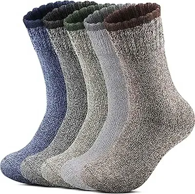 Produktbild von 5 paar Herren Merino Thermosocken Socken，Outdoor Warme Wolle Wandersocken, Dicke Wollsocken Atmungsaktiv Wintersocken