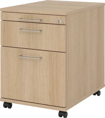 Produktbild von bümö office Rollcontainer - mit Hängeregistratur - Nachbildung: Eiche, Griff: Bügelgriff (Metall)