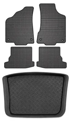 Productafbeelding van Rubberen automatten + kofferbakmat voor Volkswagen Polo III 6N 1994-1999 (hatchback) – 5-delig, zwart, op maat – Wielganizator SolidPRO