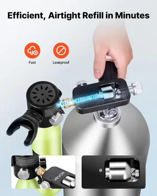 Imagen del producto de Adaptador portátil de recarga para botellas de buceo VEVOR, con rosca exterior de 8 mm. Adaptador de aluminio para botellas de oxígeno y equipos de buceo. Estación de llenado de alta presión para exploraciones submarinas