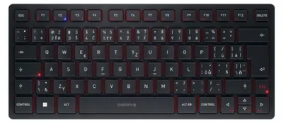 Produktbild von CHERRY KW 9200 MINI, 75%, USB + RF Wireless + Bluetooth, Scherenschlüsselschalter, QWERTZ, Schwarz