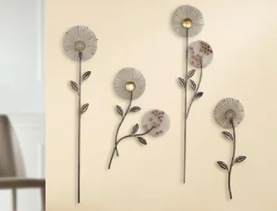 Produktbild von Gilde Metall Wandrelief 2 Blumen Stab 69473