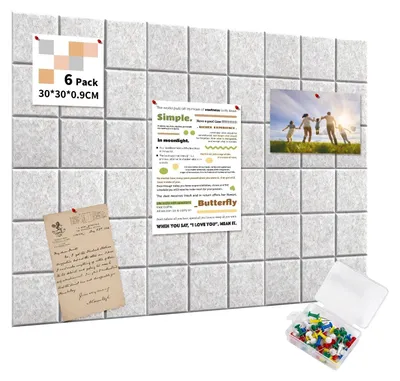 Immagine prodotto di Omgoods - Pannelli forati in feltro autoadesivo, dimensioni 90x60 cm - Confezione da 6, ciascuno con 35 spillette