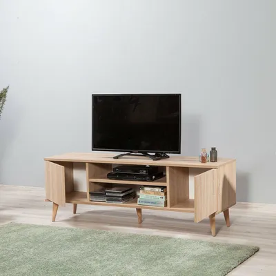 Image de Argegno - Meuble TV, 140x40x50h cm Chêne Marron, une Étagère