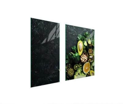 Produktbild von Herdabdeckplatten 2 teilig 75x52 Glaskeramikkochfeld Abdeckung Glas Schneidebrett Schiefer Obst