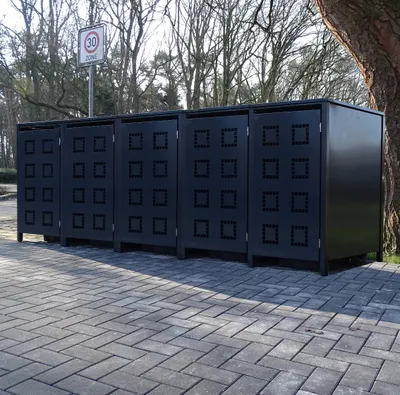 Produktbild von 5 Mülltonnenboxen Modell No.5 Anthrazit komplett RAL7016 für 240Liter Mülltonnen