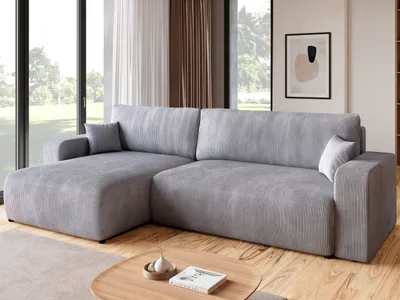 Produktbild von BroMARKT Ecksofa PUMI XL Schlaffunktion Bettkasten L-Form 125x230 cm Hellgrau
