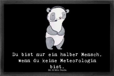 Produktbild von Mr. & Mrs. Panda Bodenvorleger Meteorologin Herz 40 x 60 cm - Schwarz - Geschenk, fußmatte, Fußabtreter, Schmutzfangmatte, teppichmatte, Schmutzfänger