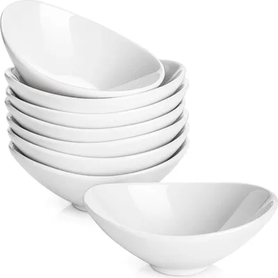 Image de DOWAN Porcelaine Bols à trempette Set de 8 Mini 89ml Blanc Lavable au lave-vaisselle et au micro-ondes pour sushi sauce soja BBQ Party