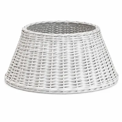 Productafbeelding van Witte kerstboommand van riet, Ø56 x 22 cm – Geweven kerstboomonderzetter – Decoratieve kerstboommand – Wit