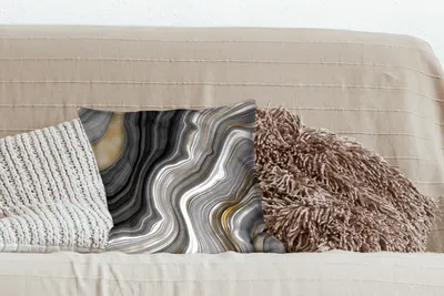 Produktbild von MuchoWow® Zierkissen Sofakissen Wohnzimmer Dekokissen 40x40 cm Marmor - Stein - Achat - Schwarz und Gold - Foto Kissen - Schlafzimmer Dekoration