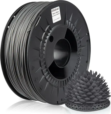 Produktbild von 2 x MIDORI® 3D Drucker 1,75mm PLA Filament 1kg Spule Rolle Premium Dunkelgrau Metallic
