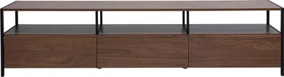 Produktbild von Miliboo - Fernsehmöbel in dunkler Walnuss-Holzoptik und schwarzem Metall L180 cm MAXENCE