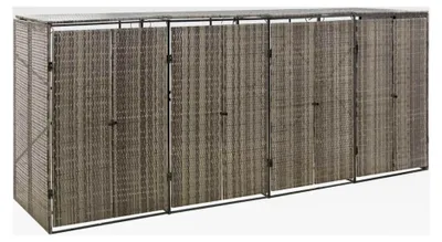 Produktbild von Rattan Mülltonnenbox für 4 Tonnen Abfallbehälter Grau 274x80x117 cm
