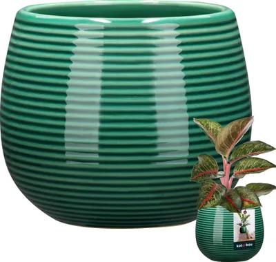 Image de KOTARBAU® Pot de fleurs turquoise Céramique ronde ⌀ 12 cm Hauteur 14 cm Céramique émaillée 1 pc. Cache-pot grand Cache-pot Céramique Pot de fleurs Céramique Pot de plantes Céramique