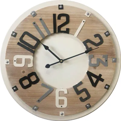 Produktbild von Rebecca Mobili Wanduhr aus Holz, braun, weiß und schwarz ø 50 cm