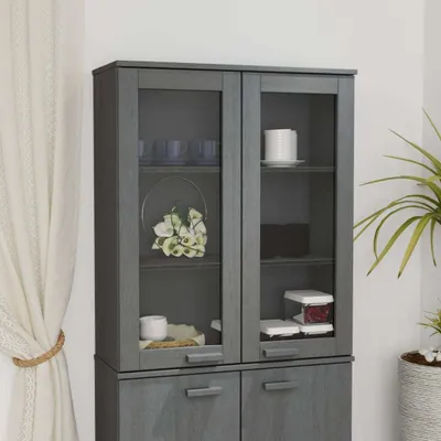Produktbild von vidaXL Highboard-Oberteil HAMAR Dunkelgrau 85x35x100 cm Massivholz