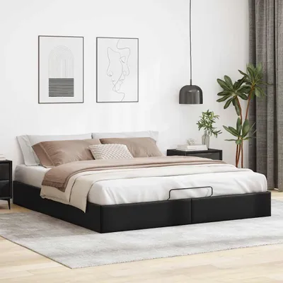 Obrázek produktu pro Maison Exclusive – postel s úložným prostorem bez matrace, černá, 180 × 200 cm, umělá kůže