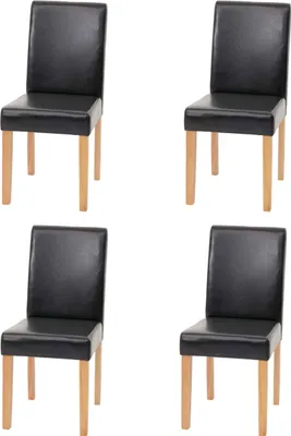 Obrázok produktu pre sada 4 stoličiek do jedálne Kuchynská stolička Littau MVG-certifikát ~ Imitácia kože, čierne svetlé nohy