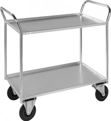 Produktbild von Kongamek Etagenwagen voll verschweisst und verzinkt mit 2 Böden 940x440mm Ladefläche und 24mm Rand mit Bremse