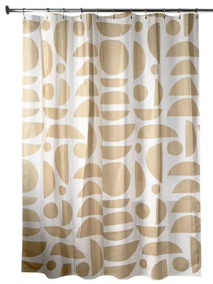 Produktbild von TENDANCE Badvorhang Duschvorhang 180 x 200 cm weiß beige Duschgardine Badezimmer