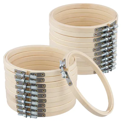 20er Set Stickrahmen 13 cm, Bambus, Kreuzstichringe für DIY