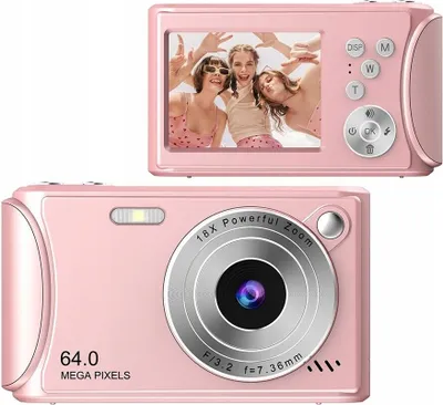 Zdjęcie produktu dla Aparat Cyfrowy Zdjęcia 64MP Filmy 4K / 30fps 18x ZOOM AntiShake / XREC Q18 / Różowy