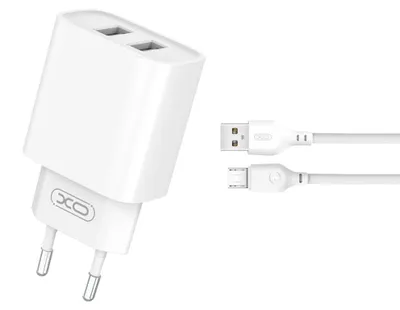 Zdjęcie produktu dla Xo Ładowarka Sieciowa Ce02C 2X Usb 2,1A Biała + Kabel Microusb